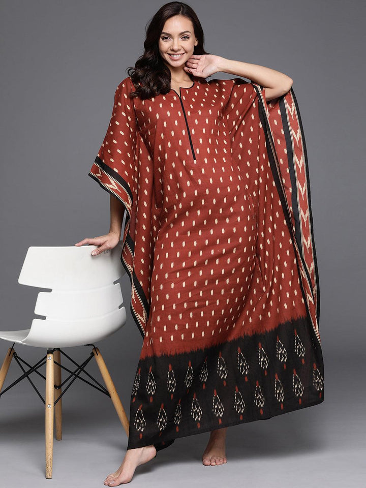 Rust Printed Cotton Nightdress