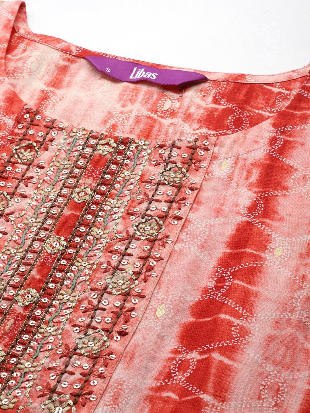 Rust Printed Silk Straight Kurta - ShopLibas