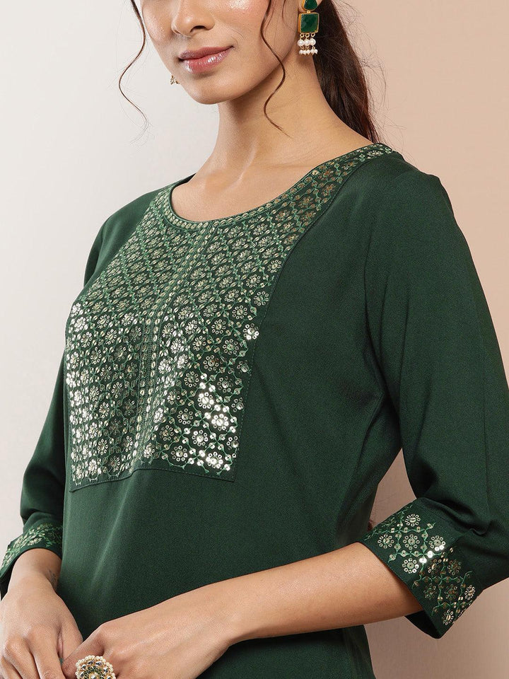 Teal Yoke Design Rayon Straight Kurta