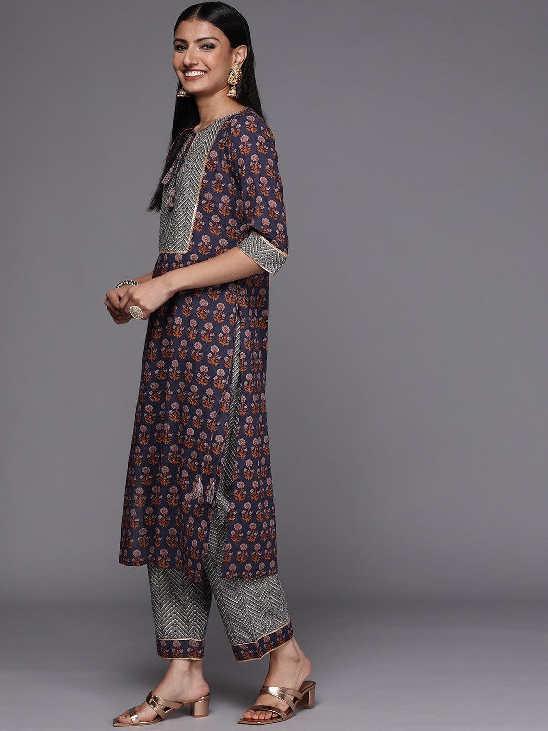 Violet Yoke Design Cotton Straight Suit Set - ShopLibas