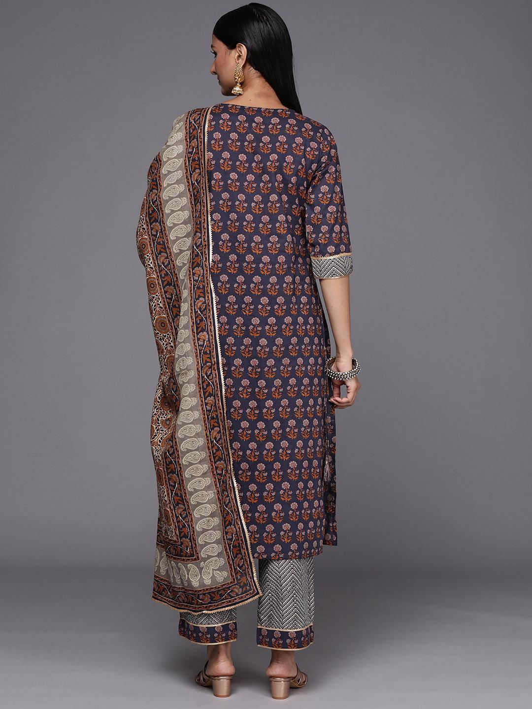 Violet Yoke Design Cotton Straight Suit Set - ShopLibas