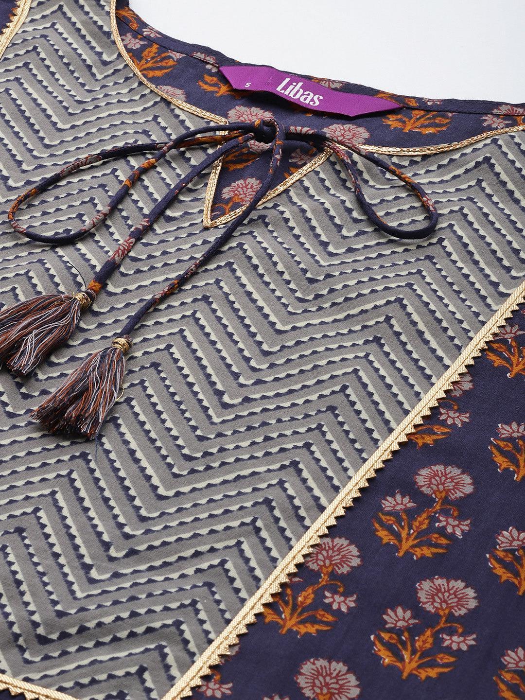 Violet Yoke Design Cotton Straight Suit Set - ShopLibas