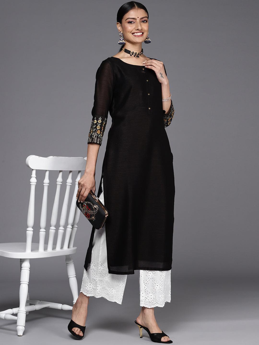 White Embroidered Cotton Palazzos - ShopLibas