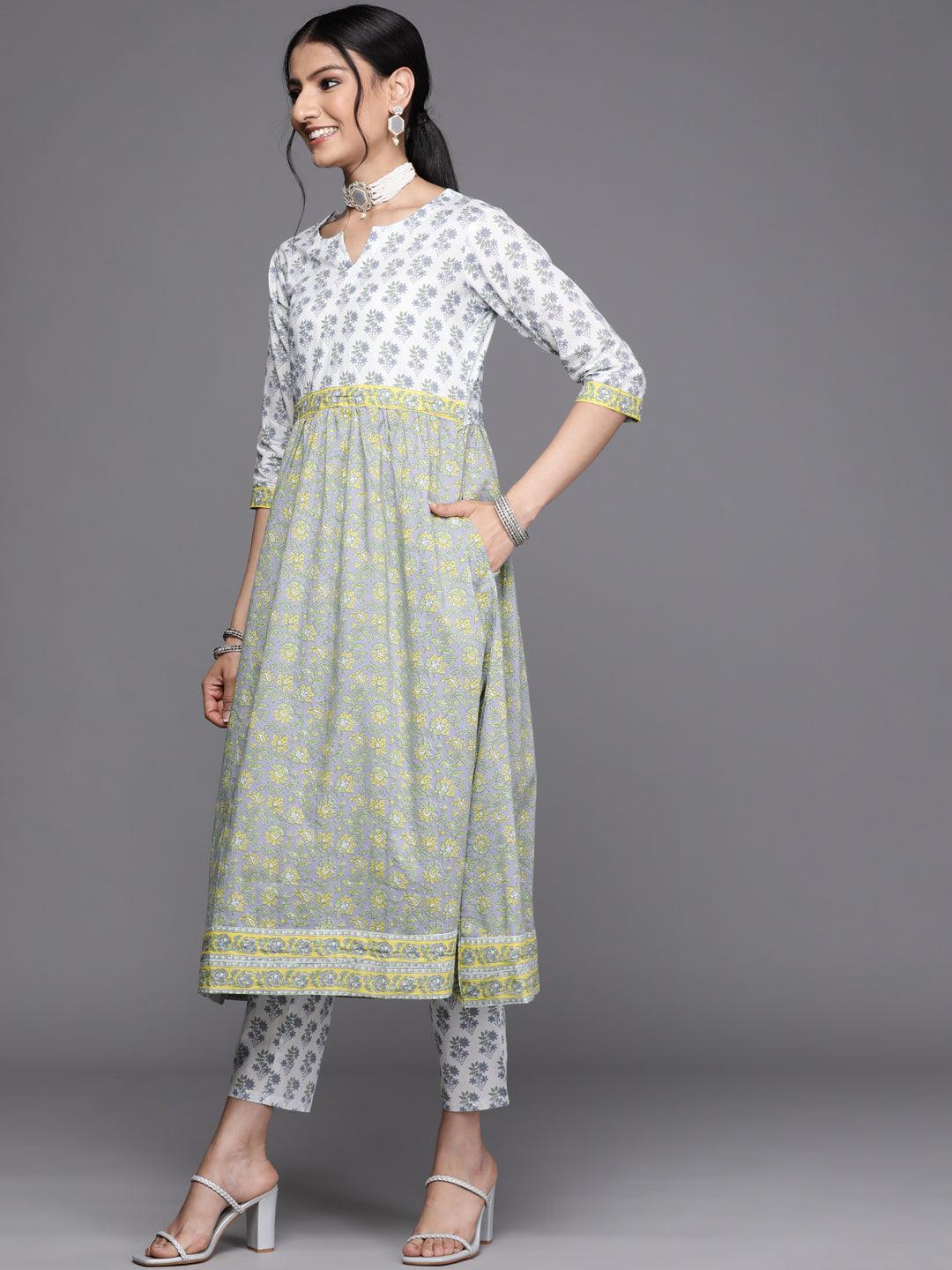 White Printed Cotton Kurta - ShopLibas