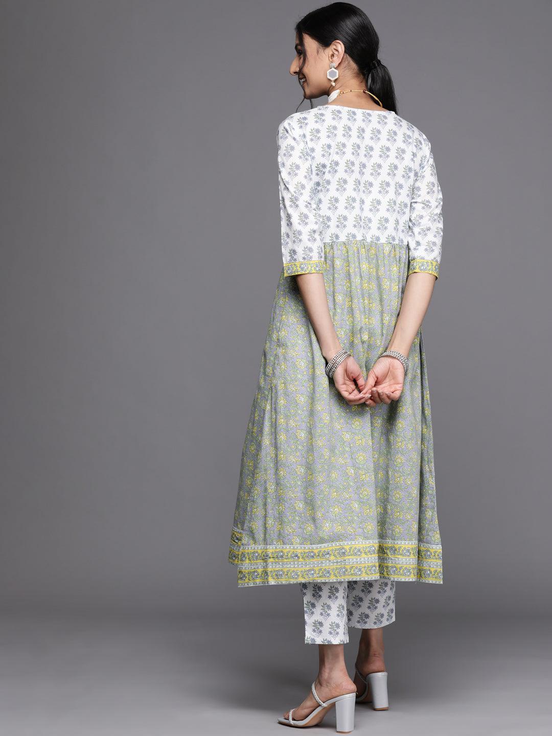 White Printed Cotton Kurta - ShopLibas