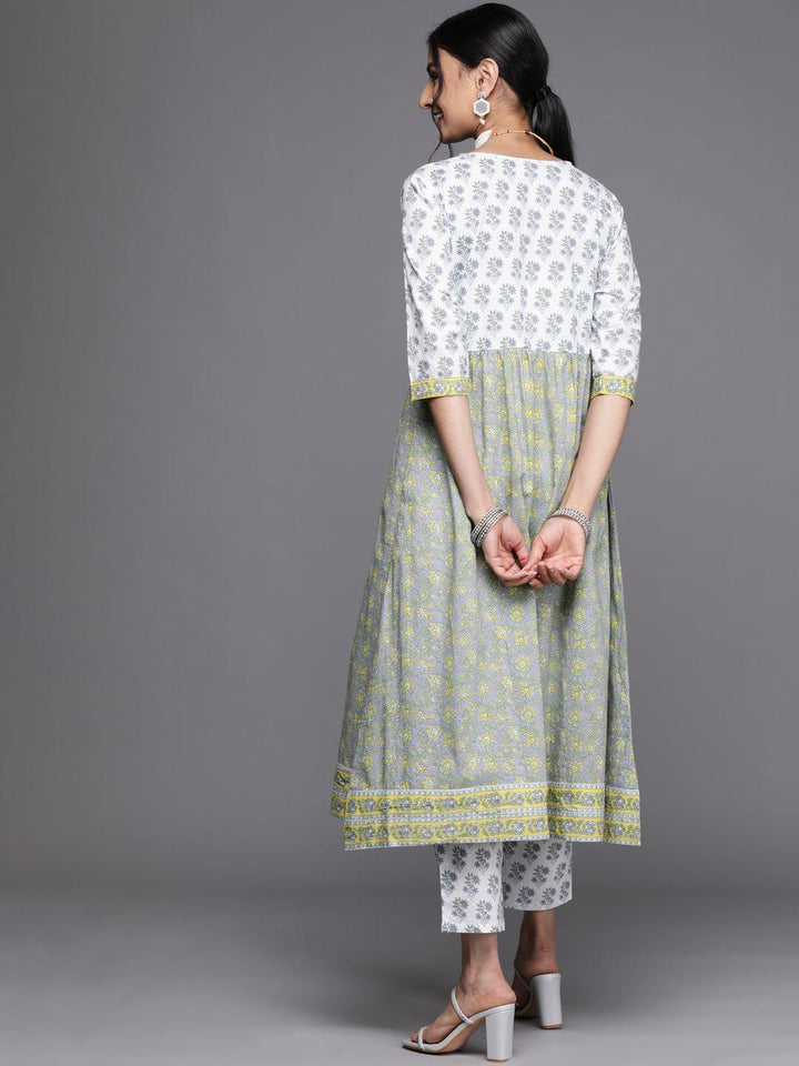 White Printed Cotton Kurta