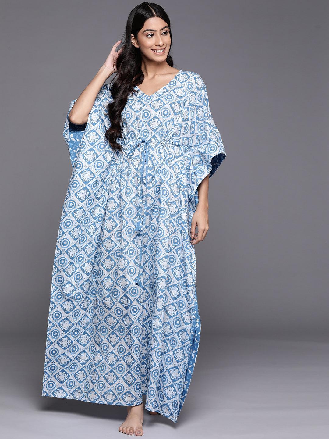 Buy Libas White Printed Cotton Night Dress Online in USA at $20.00