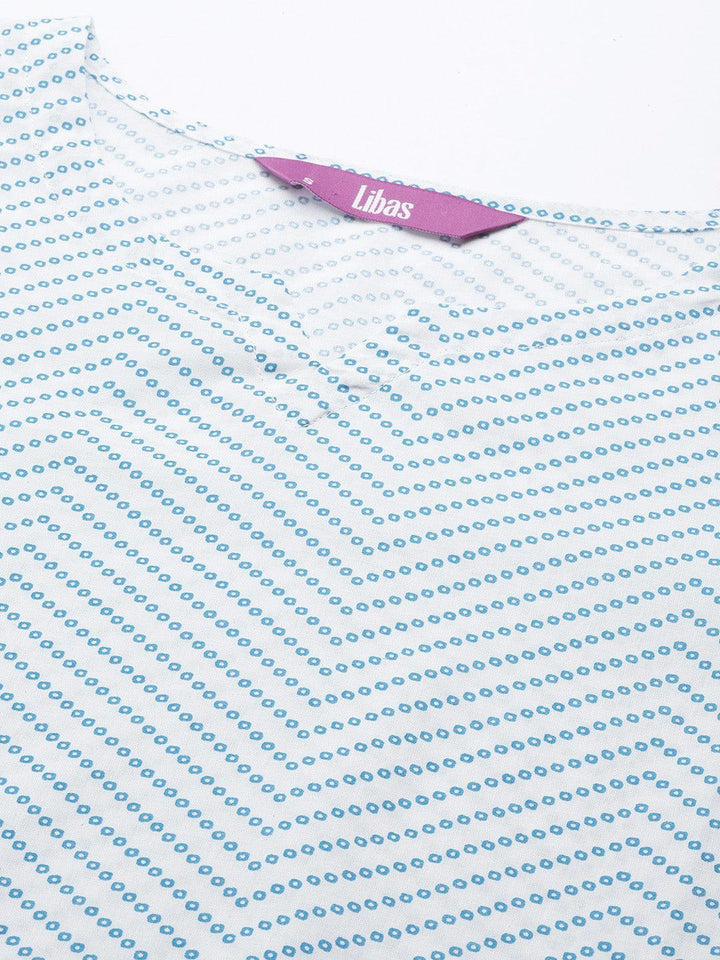 White Printed Cotton Night Suit