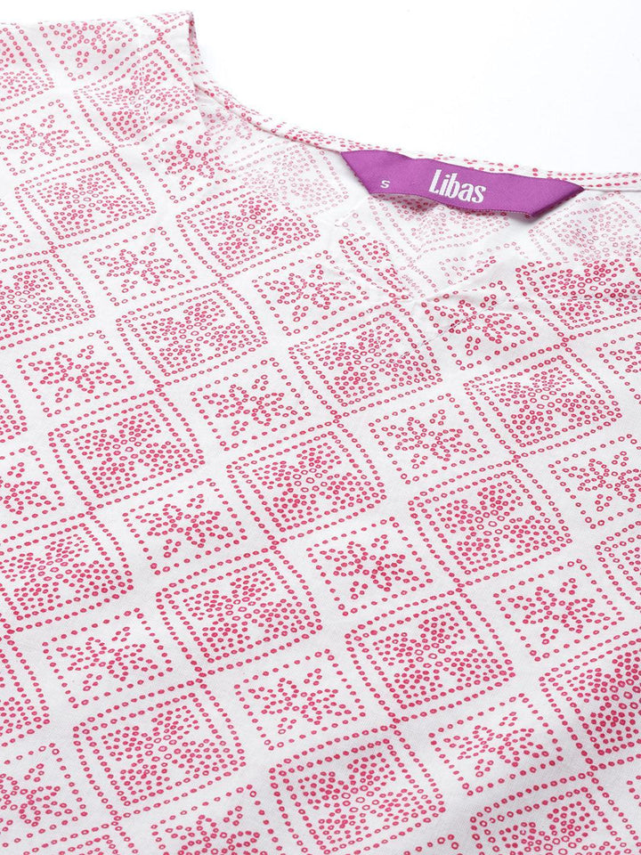 White Printed Cotton Night Suit