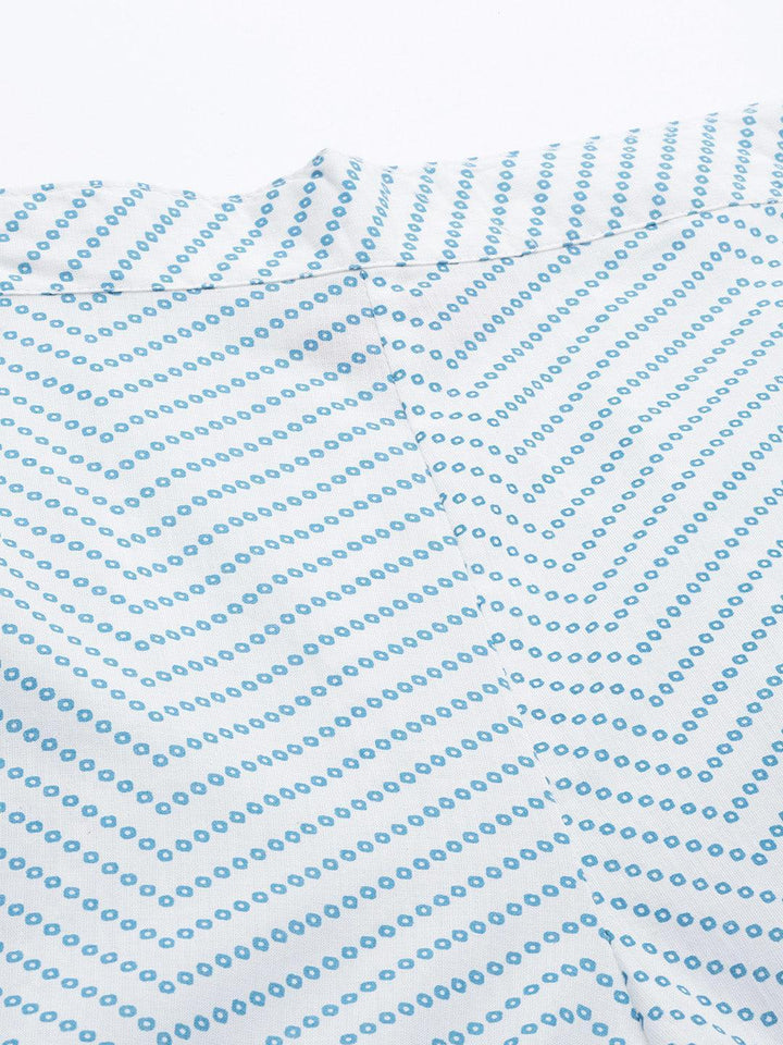 White Printed Cotton Night Suit