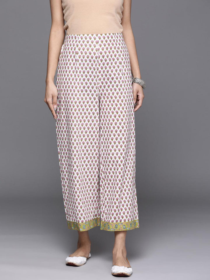 White Printed Cotton Palazzos