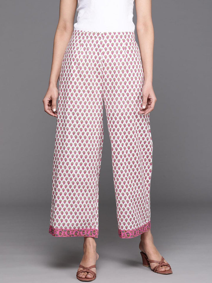 White Printed Cotton Palazzos