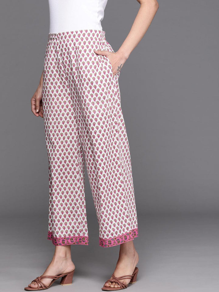 White Printed Cotton Palazzos
