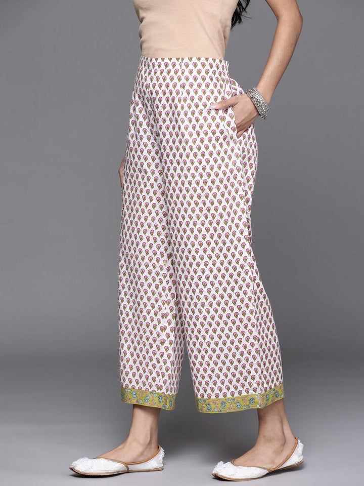 White Printed Cotton Palazzos