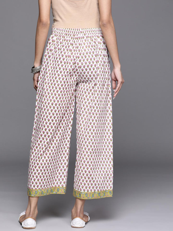 White Printed Cotton Palazzos