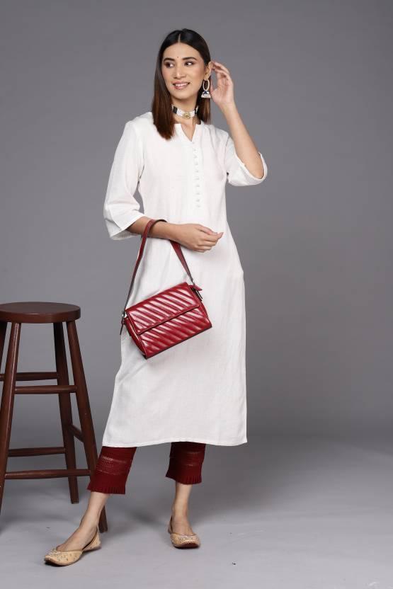 White Printed Cotton Straight Kurta - ShopLibas