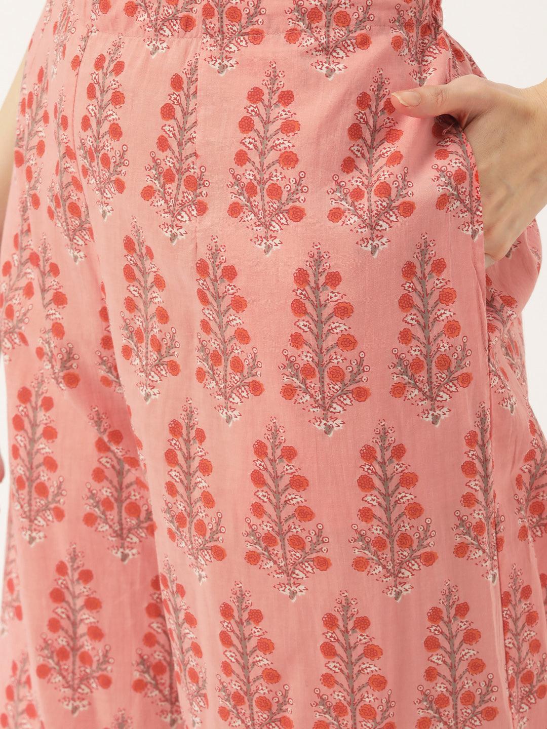 White Printed Cotton Straight Suit Set - ShopLibas