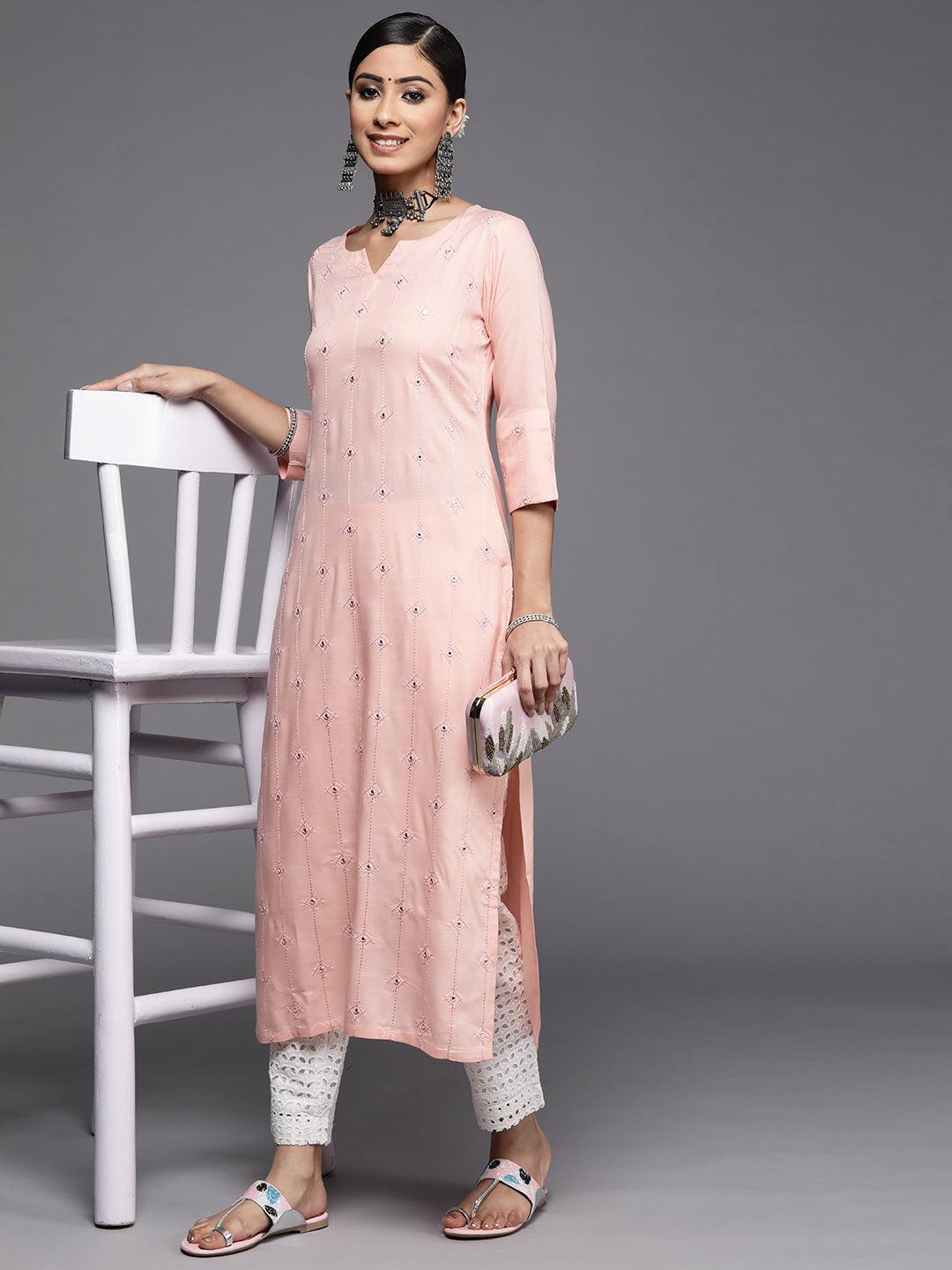 White Self Design Cotton Trousers - ShopLibas