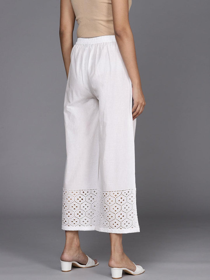 White Solid Cotton Palazzos