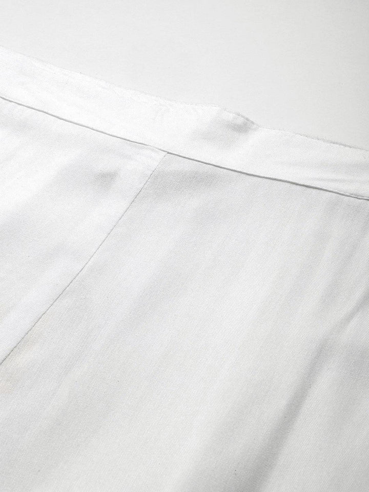 White Solid Viscose Rayon Trousers