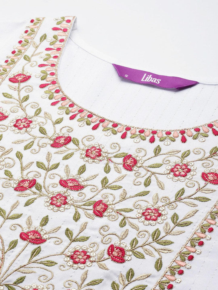 White Yoke Design Rayon Straight Kurta