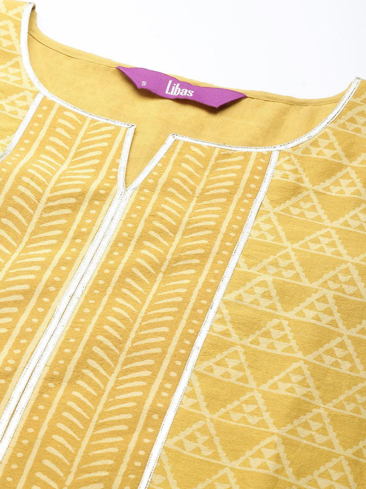 Yellow Printed Chanderi Silk Straight Suit Set