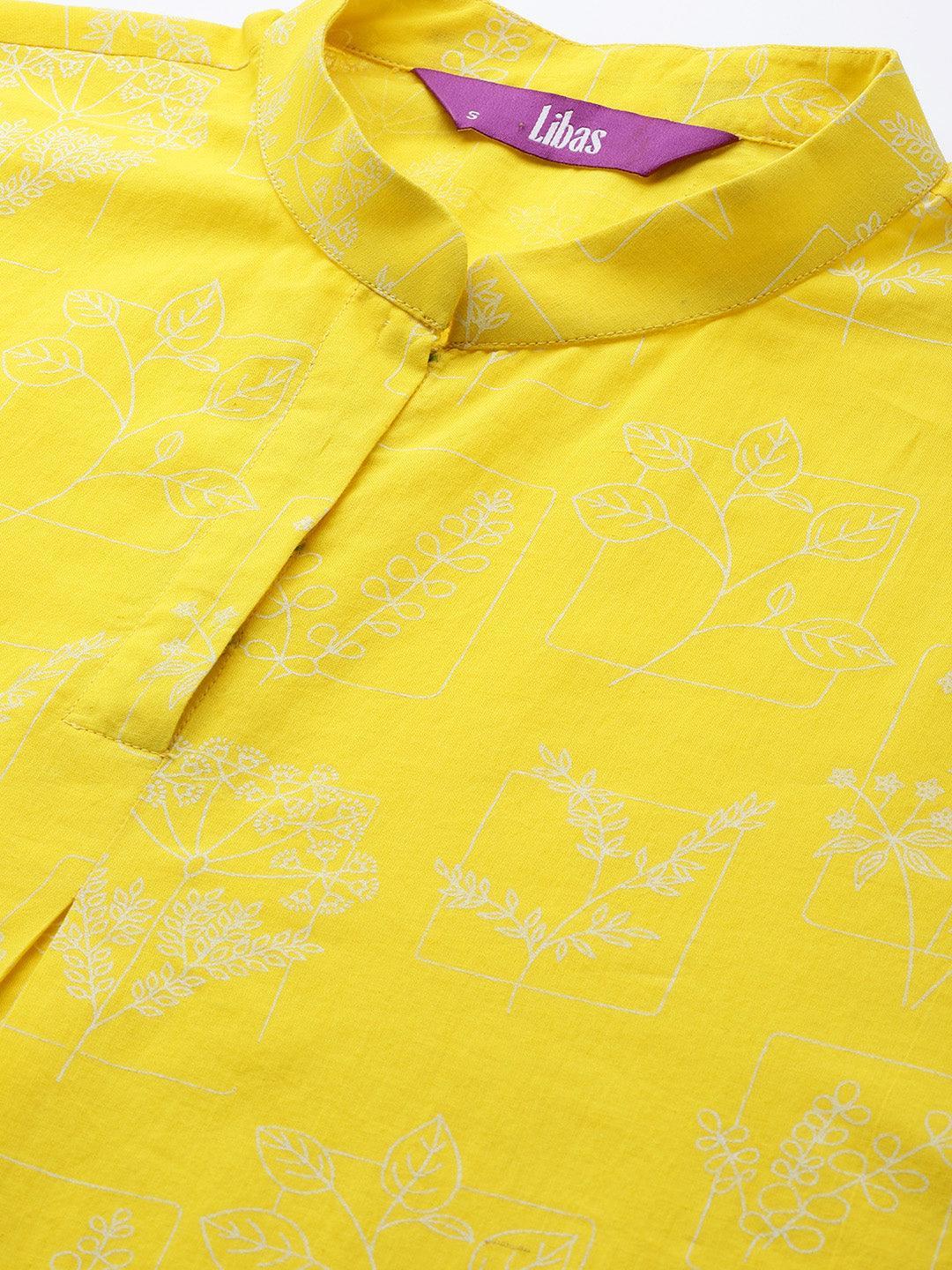 Yellow Printed Cotton Night Suit - ShopLibas