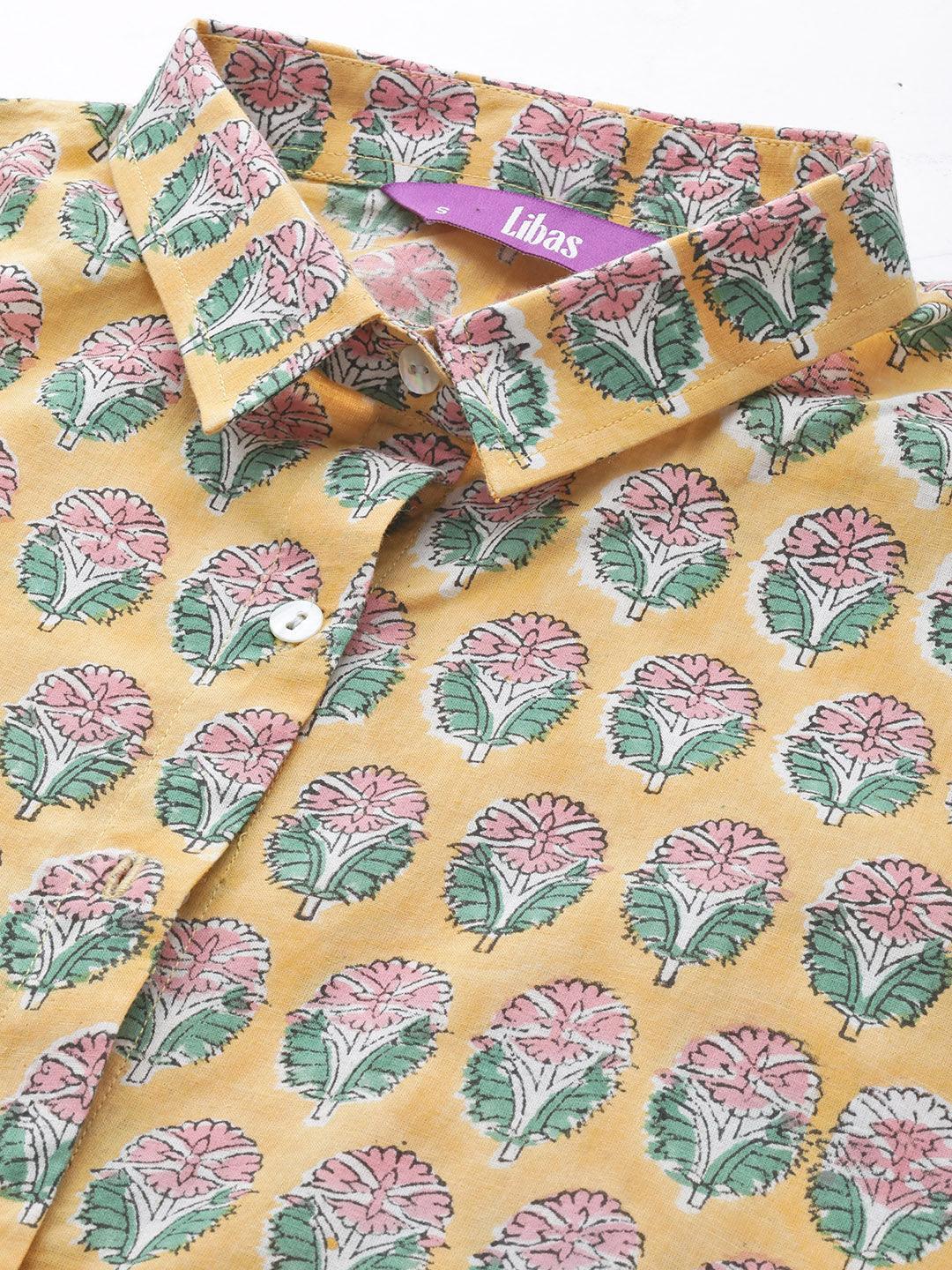 Yellow Printed Cotton Night Suit - ShopLibas