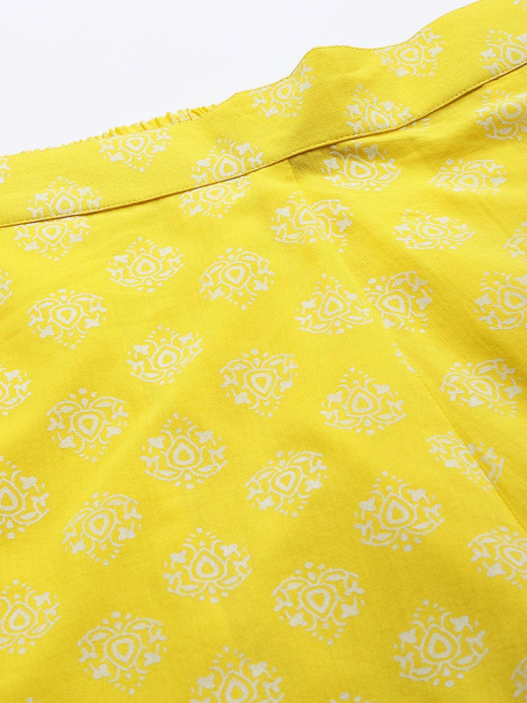 Yellow Printed Cotton Night Suit - ShopLibas