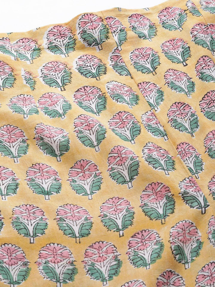 Yellow Printed Cotton Night Suit