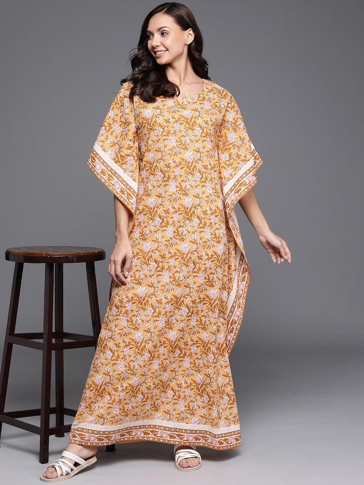 Yellow Printed Cotton Nightdress