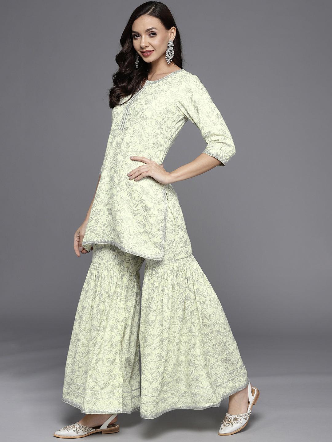 Yellow Printed Cotton Suit Set - ShopLibas