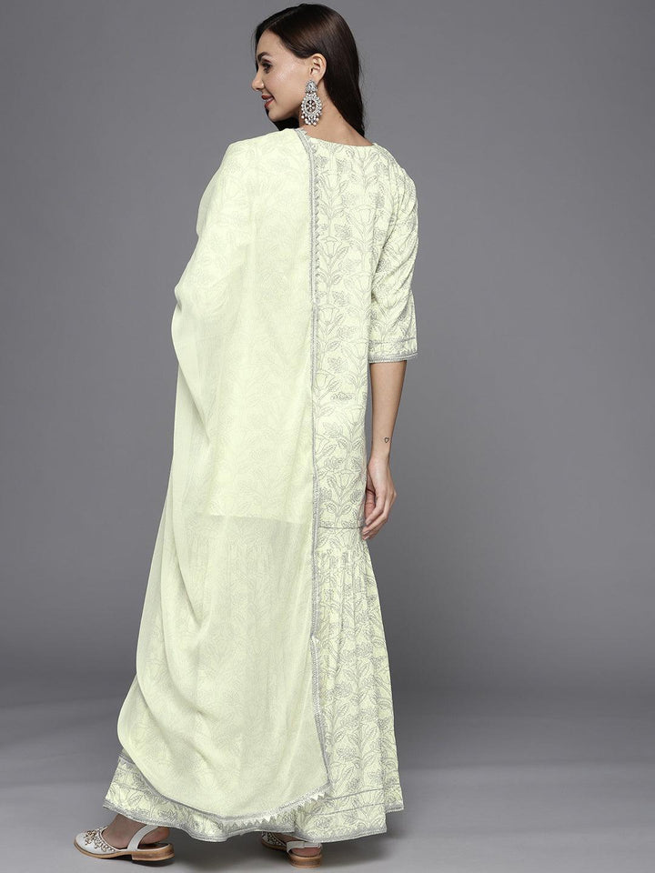 Yellow Printed Cotton Suit Set