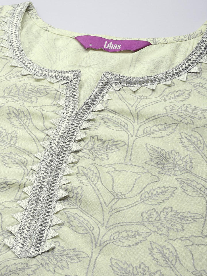 Yellow Printed Cotton Suit Set