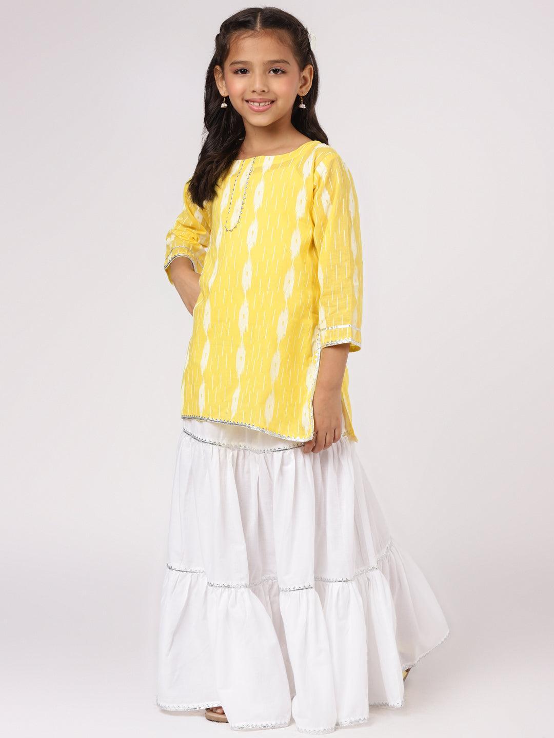 Yellow Printed Cotton Straight Suit Set - ShopLibas