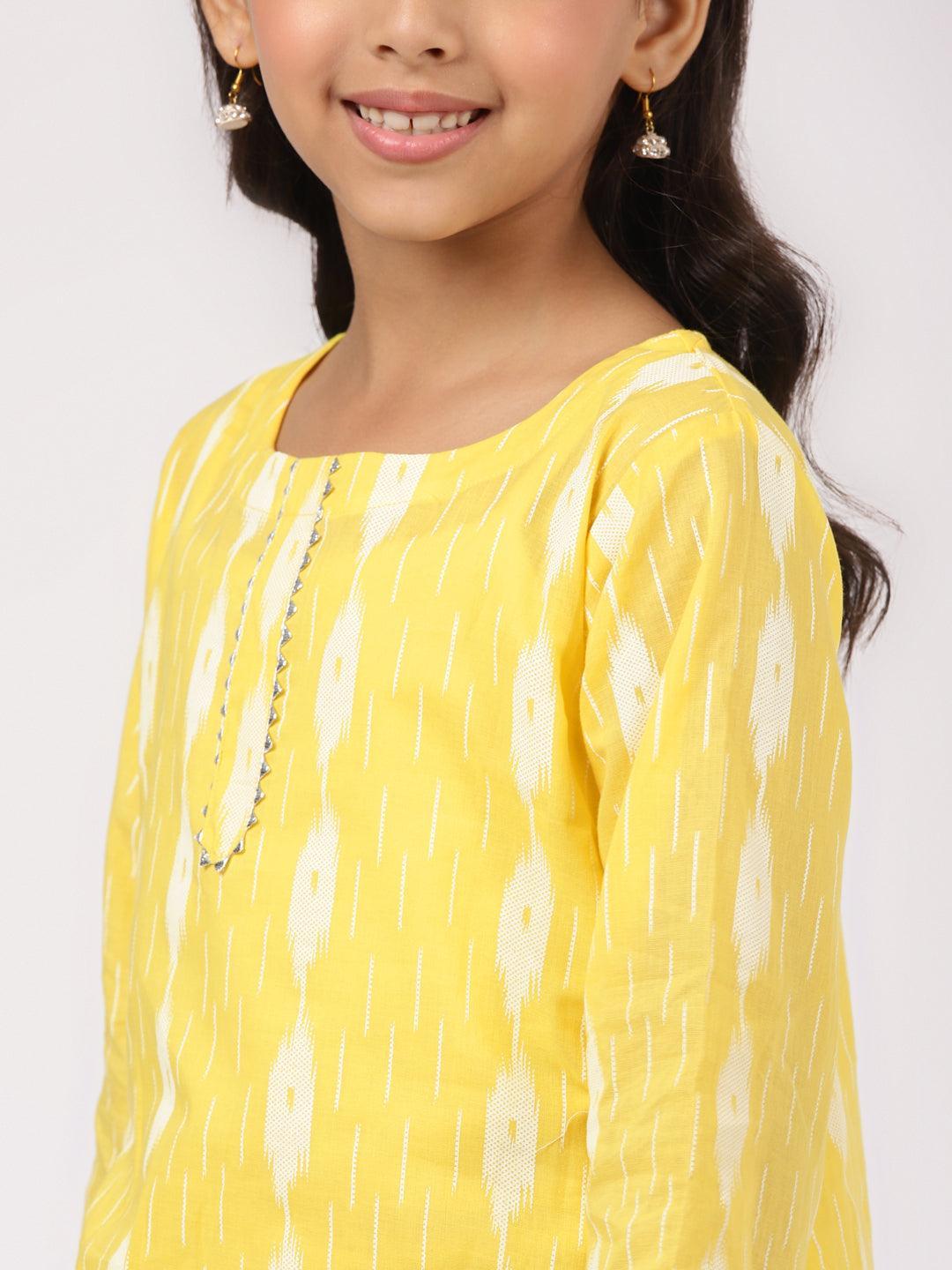 Yellow Printed Cotton Straight Suit Set - ShopLibas