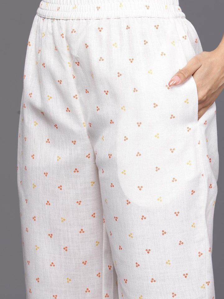 Yellow Printed Cotton Straight Kurta Set With Trousers