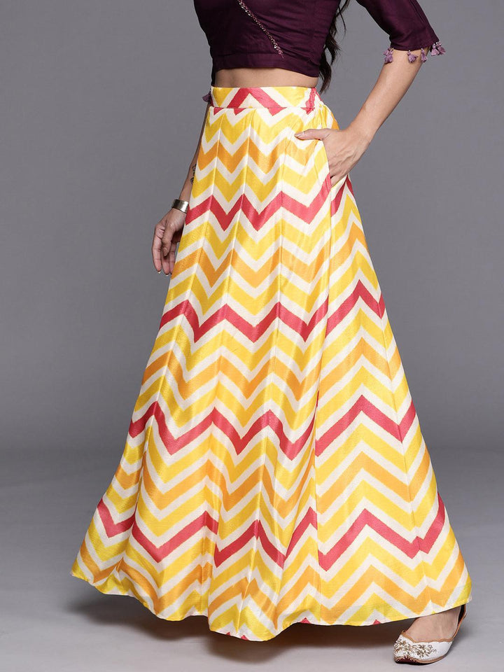 Yellow Printed Crepe Skirt
