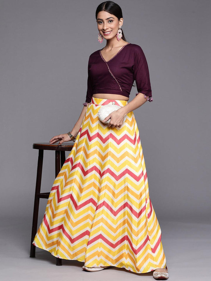 Yellow Printed Crepe Skirt