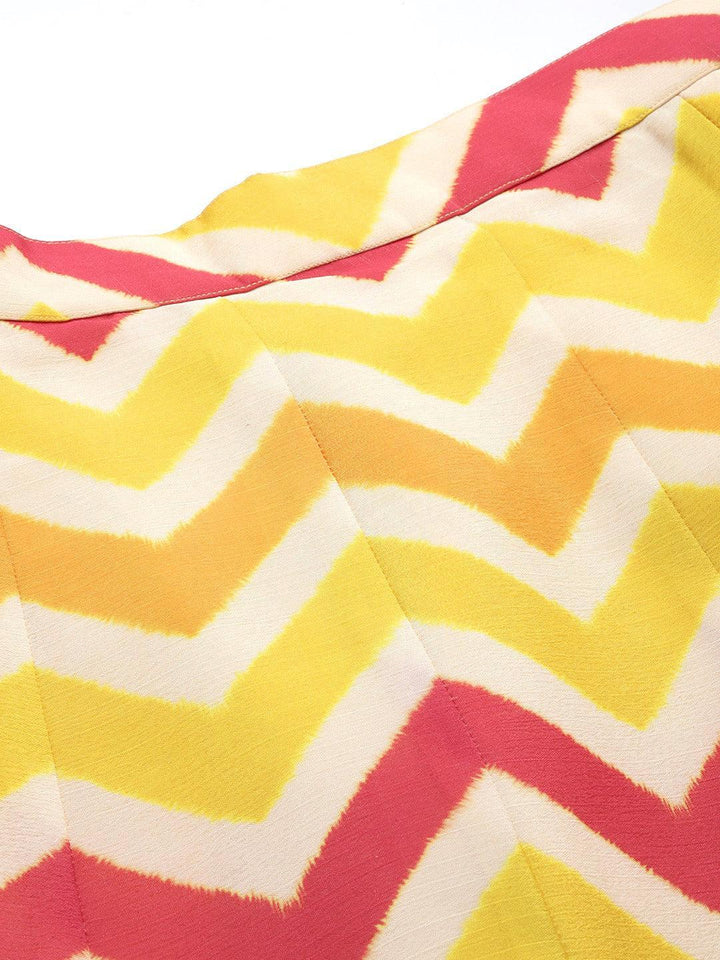 Yellow Printed Crepe Skirt