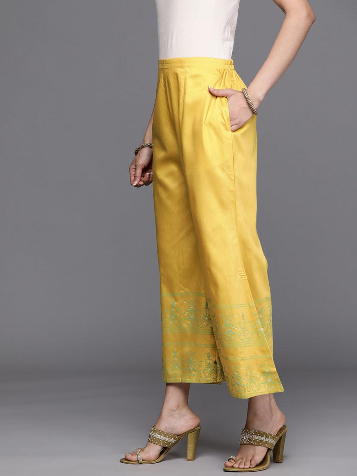 Yellow Printed Silk Palazzos