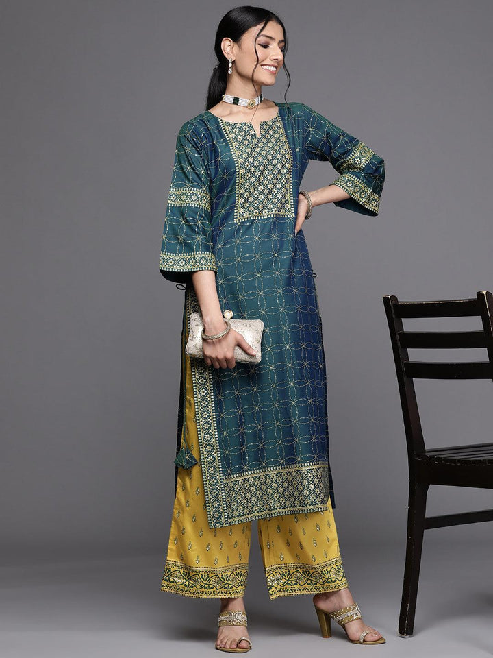 Yellow Printed Silk Palazzos
