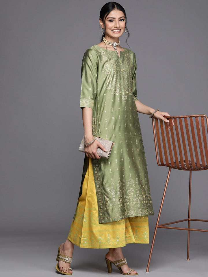 Yellow Printed Silk Palazzos
