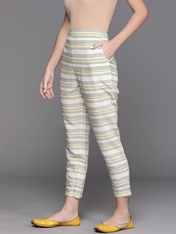 Yellow Striped Silk Trousers