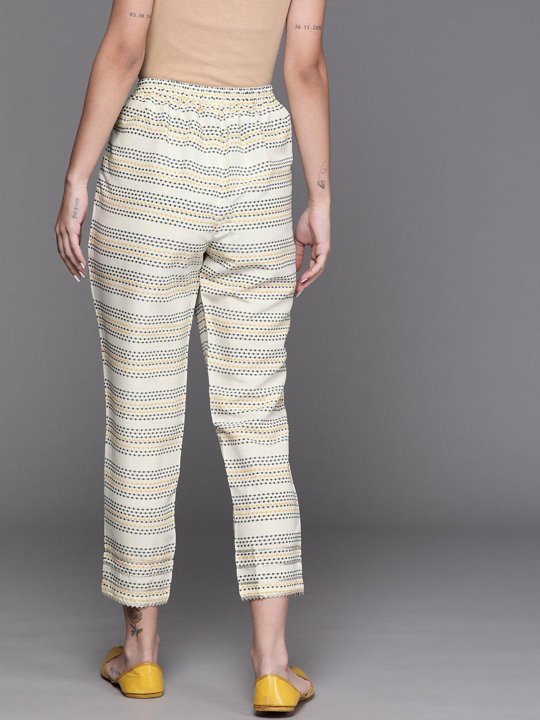 Yellow Striped Silk Trousers - ShopLibas