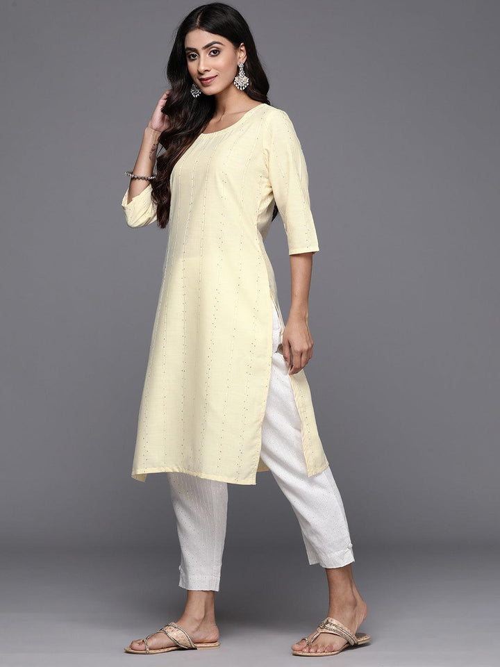 Yellow Woven Design Cotton Straight Kurta