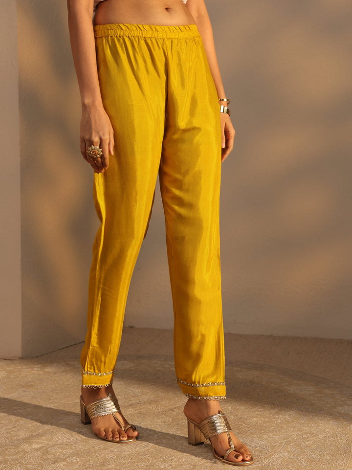 Mustard Woven Design Chanderi Cotton Straight Suits Set With Dupatta