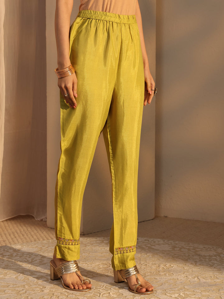 Mustard Ethnic Embroidered Silk Blend Straight Suits Set With Dupatta