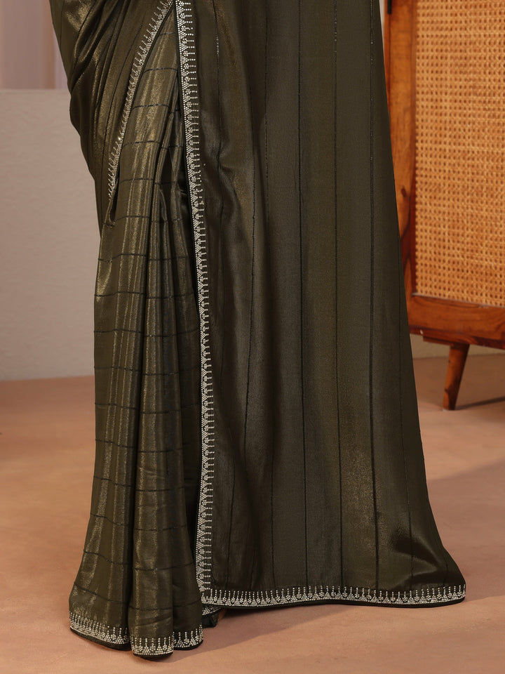 Pine Green Silk Blend Saree