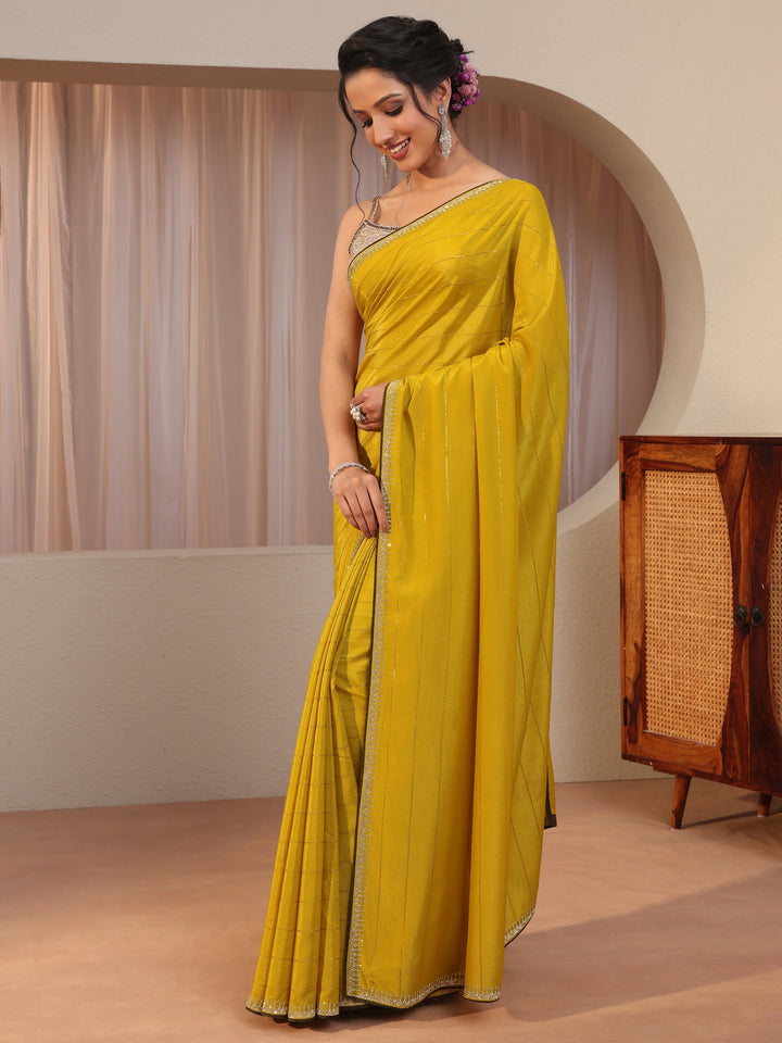 Mustard Silk Blend Saree